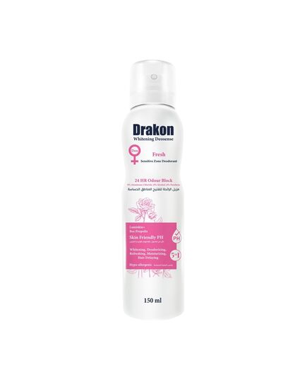 Drakon Whitening Deosense Fresh Sensitive Zone Deodorant,Aluminum Chloride, Parabens & Alcohol Free - 150ml