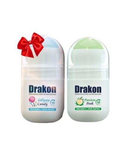 Drakon Roll-On Deodorant 5in1 Passion Peak+ Lollipop candy scent,48h Protection, Aluminum Chloride &Alcohol Free (1+1) Promopack - 50 ml+50ml