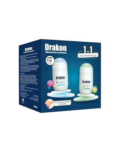 Drakon Roll-On Deodorant 5in1 Passion Peak+ Lollipop candy scent,48h Protection, Aluminum Chloride &Alcohol Free (1+1) Promopack - 50 ml+50ml