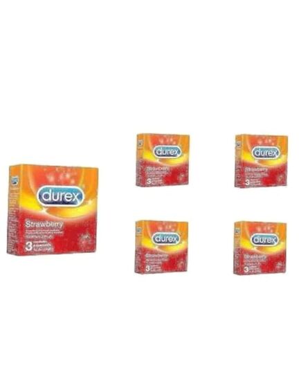 Durex Condom - Strawberry - 3 Pieces - Pack of 5