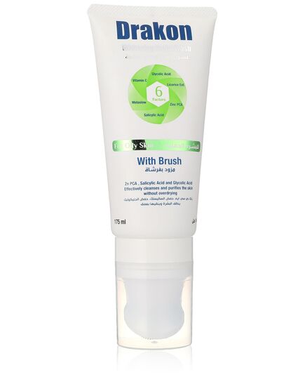 Drakon Whitening Facial Wash for Oily Skin with Brush - 175 ml