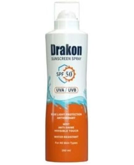 Drakon Sunscreen Spray Invisible Touch SPF 50+,(1+1) Promopack,UVA,UVB & Blue Light Protection, On & under Makeup, Water Resistant & Antioxidant For All Skin Types - 200 ml