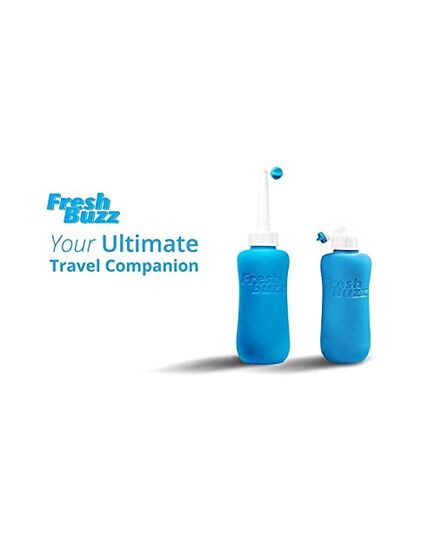 Fresh Buzz Portable Shattaf with an Extendable Curved Nozzle for Smart Storage and Comfort Spraying, Waterproof Travel Bag - 650ml - Set of 2