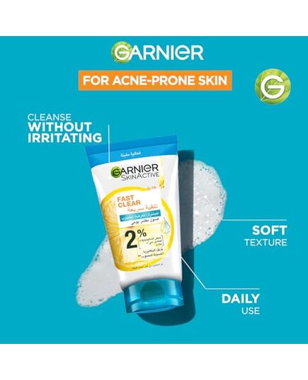 Garnier Skinactive Fast Clear 3-in-1 Face Wash, For Acne Prone Skin, with Salicylic Acid and Vitamin C, 50ml