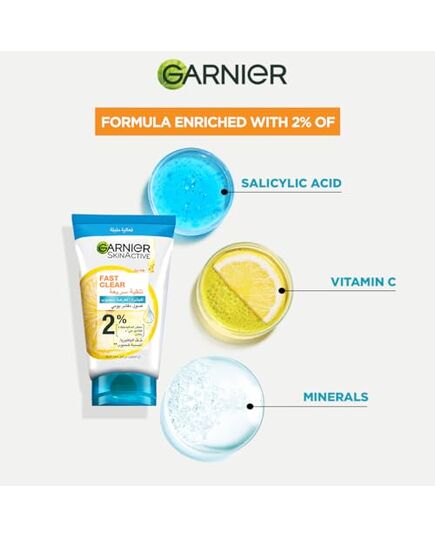 Garnier Skinactive Fast Clear 3-in-1 Face Wash, For Acne Prone Skin, with Salicylic Acid and Vitamin C, 50ml