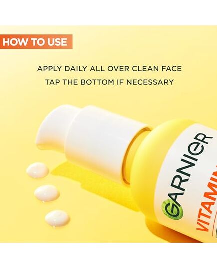 Garnier Vitamin C Serum Cream, 2in1 Formula With 20% Vitamin C serum & SPF 25 Moisturiser, Hydrate & Reveal Bright Glowing Skin, Organic & Vegan Formula, 50ml