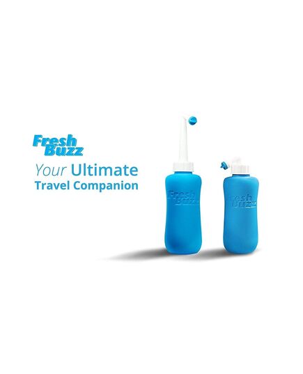 Fresh Buzz Portable Shattaf with an Extendable Curved Nozzle for Smart Storage and Comfort Spraying, Waterproof Travel Bag - 650ml - Set of 2