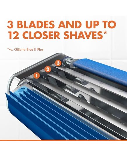 Gillette Blue 3 Comfort Disposable Razor for Men 9 + 3 Free – Pack of 12