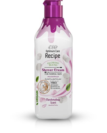 Eva Optimum Care Recipe Glowing Blend Shower Cream For Normal Skin - Marshmallow Scent 370 Ml