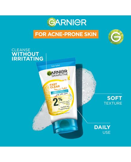 Garnier Skinactive Fast Clear 3-in-1 Face Wash, For Acne Prone Skin, with Salicylic Acid and Vitamin C, 50ml