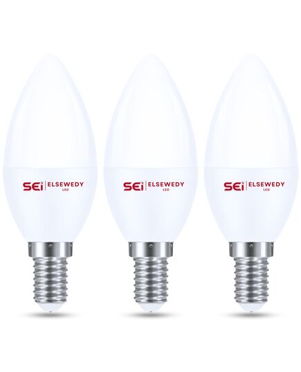 ELSEWEDY LED Bulb E14, 6 Watt, 3000 Kelvin, 425 Lumen (Warm, 6 Watt, Candle, 3 Pieces)