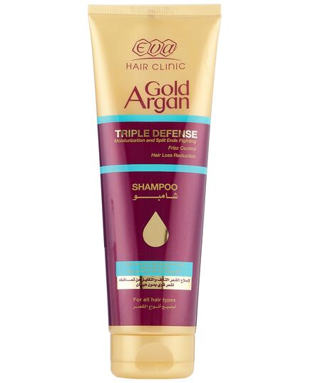 Eva Hair Clinic Triple Defense Shampoo with Gold and Argan Oil - 230 ml