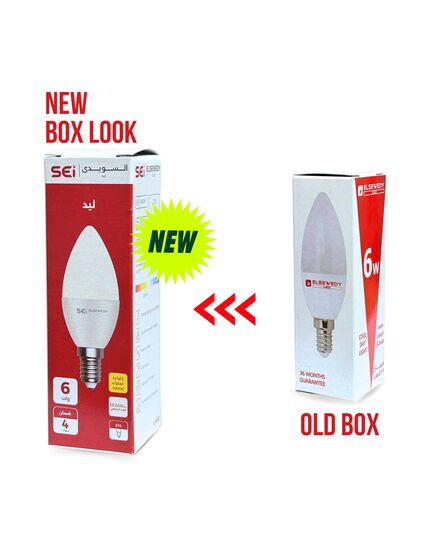ELSEWEDY LED Bulb E14, (White, 6500 Kelvin, 6 Watt, Candle)