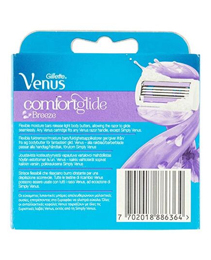 Gillette Venus Comfortglide Breeze Women's Razor Blade Refills – Packaging May Vary – 4 Count