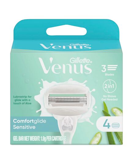Gillette Venus Comfort Glide Sensitive Women's Razor Refill Cartridges – Pack of 4