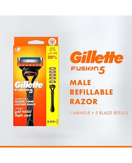 Gillette Fusion5 Men's Razor Handle With 5 Blades - SPECIAL OFFER