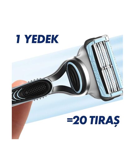 Gillette SkinGuard Sensitive Razor for Men with 1 Handle + 2 Blade Refills – Designed for Sensitive Skin to Prevent Razor Bumps and Irritation – With Lubrastrip and Precision Trimmer