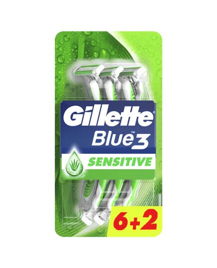 Gillette Blue 3 Sensitive Disposable Razors 3 bladed 6+2 Free Razors