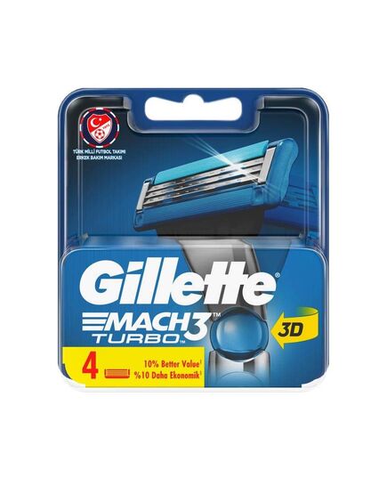 Gillette Mach3 Turbo Razor Blade Refills – Packaging May Vary – Pack of 4