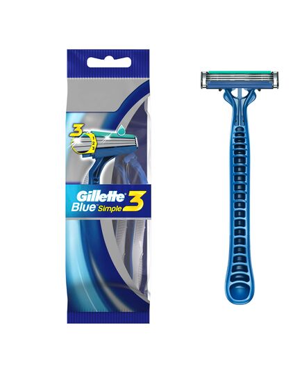 Gillette Blue3 Simple Disposable Razor for Men, Up To 20 Clean Shaves Per Pack - 4 Pieces