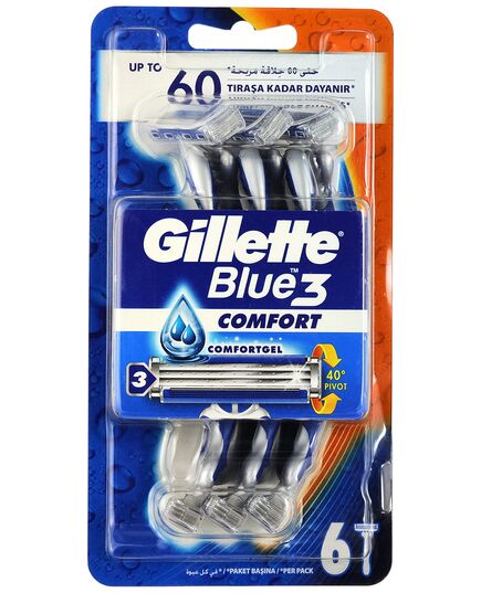 Gillette Blue3 Comfort Men's Disposable Razors – Pack of 6