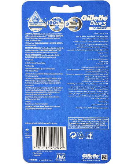 Gillette Blue3 Comfort Men's Disposable Razors – Pack of 6