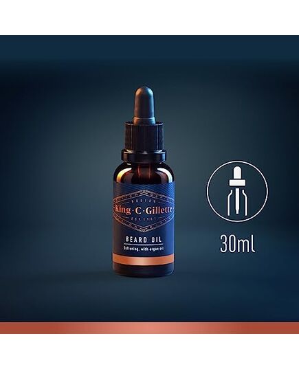 King C. Gillette Men’s Beard Oil with Plant Based Argan, Joijoba Avocado, Macadamia Seed and Almond Oils, 30 ml