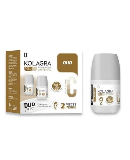 Kolagra Duo Effect Roll-On 1+1 Promo Pack | Oud Rich & Vitamin Care | 48H Protection | Alcohol-Free | Nourishing & Fragrant | Anti-Sweat Deodorant Roll-On for Men & Women