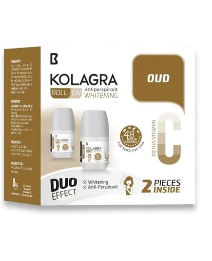 Kolagra Duo Effect Roll-On 1+1 Promo Pack | Oud Rich & Vitamin Care | 48H Protection | Alcohol-Free | Nourishing & Fragrant | Anti-Sweat Deodorant Roll-On for Men & Women