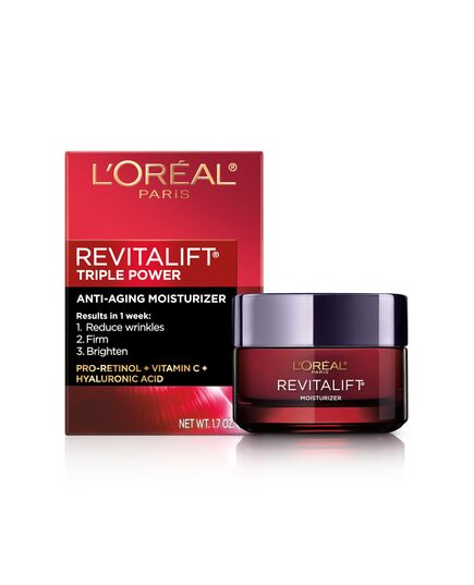L'OREAL PARIS Skincare Revitalift Triple Power Anti-Aging Face Moisturizer with Pro Retinol, Hyaluronic Acid & Vitamin C to reduce wrinkles, firm and brighten skin, 1.7 Oz - (Packaging May Vary)
