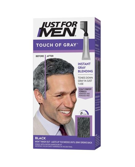 Just For Men Touch of Gray, Gray Hair Coloring for Men with Comb Applicator, Great for a Salt and Pepper Look - Black, T-55 (Packaging May Vary)