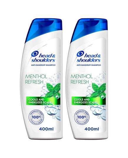 Head & Shoulders Menthol Refresh Anti-Dandruff Shampoo for Itchy Scalp, 2 x 400ml