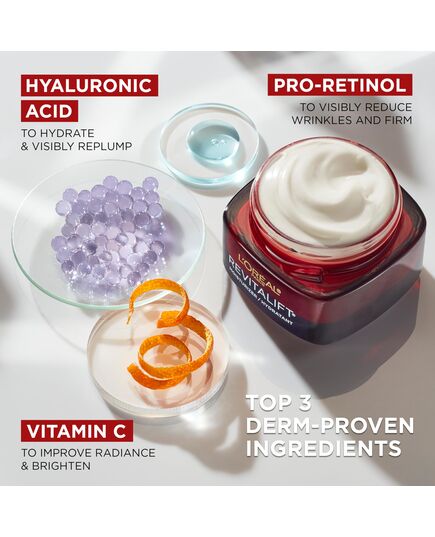 L'OREAL PARIS Skincare Revitalift Triple Power Anti-Aging Face Moisturizer with Pro Retinol, Hyaluronic Acid & Vitamin C to reduce wrinkles, firm and brighten skin, 1.7 Oz - (Packaging May Vary)