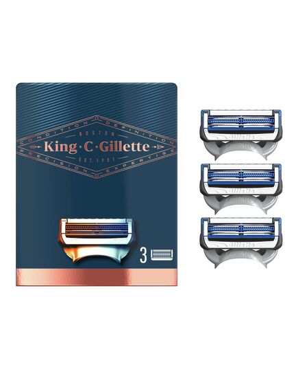 King C. Gillette Men’s Neck Shaving Razor Blades, Pack of 3 Refills, with Skinguard and Gillette’s Best and Sharpest Stainless Steel Platinum Coated Blades