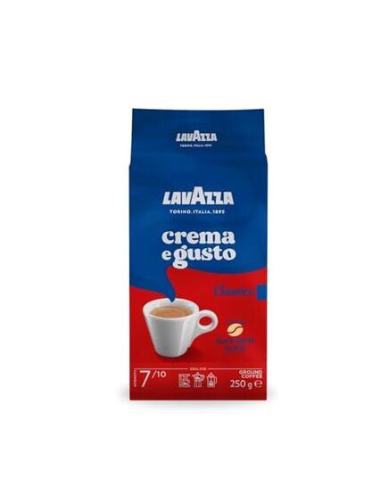 Lavazza ground coffee blend, crema e gusto classico, arabica & robusta - dark roast, 250 g