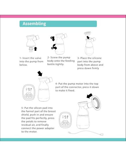 La Frutta MuM Easy Flow Electric Breast Pump, 180 ml bottle, Portable,Anti-Backflow, 3 Modes & 9 Levels LED Screen Display, USB Rechargeable, Ultra-Quiet and Pain Free