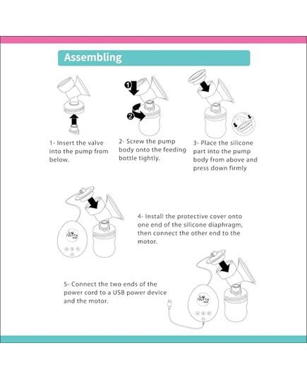 La Frutta MuM Double Electric Breast Pump 150 ml *2 Bottles, Portable, Pain Free Pump with Memory Function, 3 Modes & 9 Levels Adjustment, Ultra-Quiet, Free milk bags are included