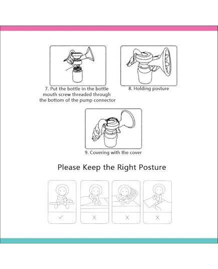 La Frutta MuM Wide Press Manual Breast Pump, Milk Pump, Soft & Gentle, Manual, BPA Free, Wide neck baby bottle 150 ml,Silicone nipple.