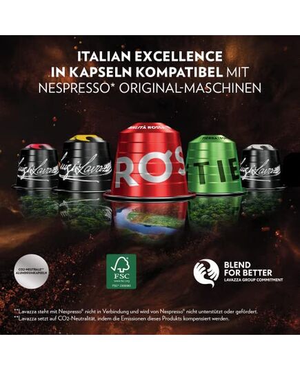 Lavazza Qualità Rossa, Full-bodied and Balanced Espresso, 10 Capsules, Nespresso Compatible Package design may vary