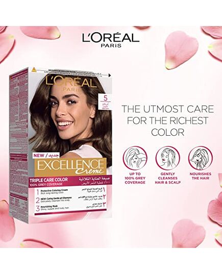 L’Oréal Paris Excellence Crème Permanent Hair Color, 5.0 Light Brown