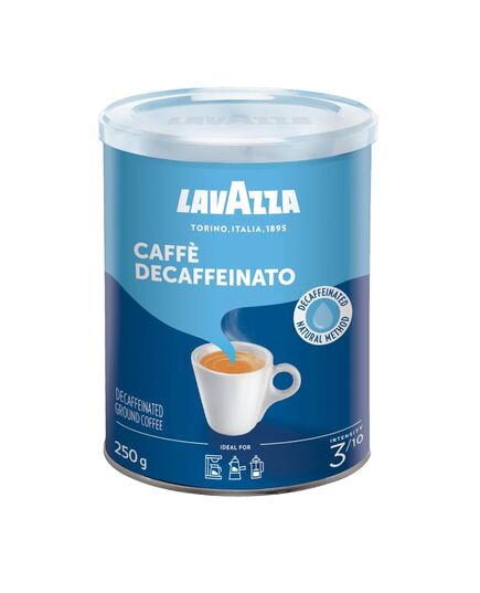 Lavazza Decaffeinated Ground Coffee Blend, Dek Classico, Arabica & Robusta, Medium Roast, 250 g Tin