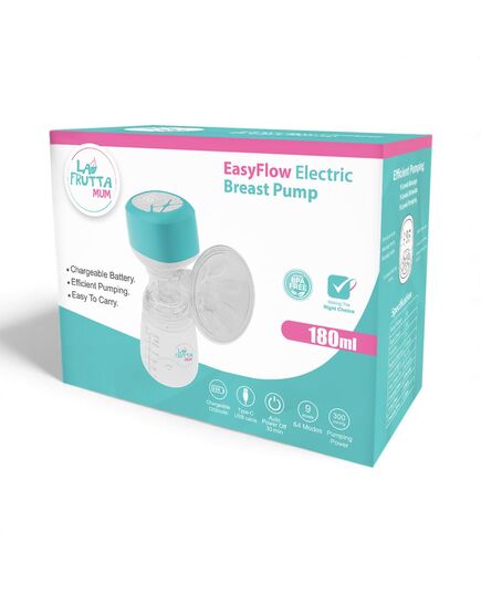 La Frutta MuM Easy Flow Electric Breast Pump, 180 ml bottle, Portable,Anti-Backflow, 3 Modes & 9 Levels LED Screen Display, USB Rechargeable, Ultra-Quiet and Pain Free