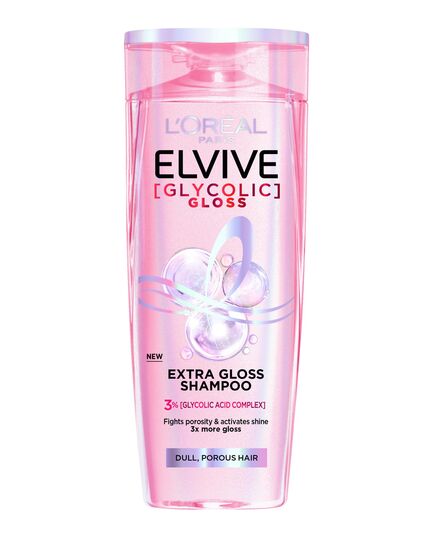 L’Oréal Paris Elvive Glycolic Gloss Extra Gloss Shampoo with 3% Glycolic Acid for Dull and Porous Hair 600ML
