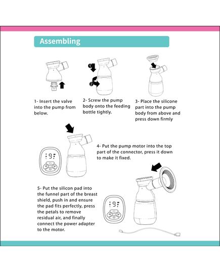 La Frutta MuM Easy Flow Electric Breast Pump, 180 ml bottle, Portable,Anti-Backflow, 3 Modes & 9 Levels LED Screen Display, USB Rechargeable, Ultra-Quiet and Pain Free