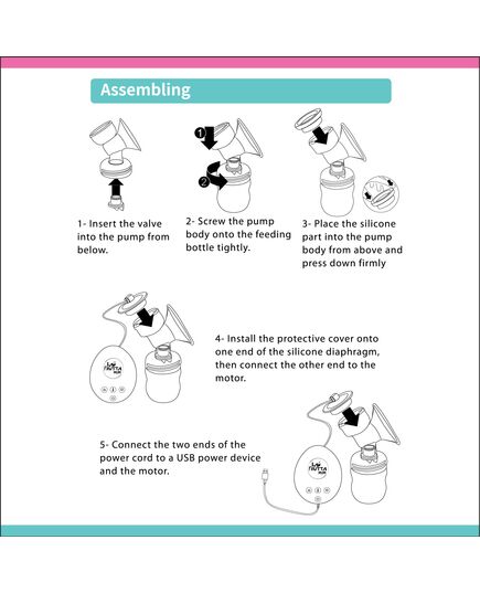 La Frutta MuM Double Electric Breast Pump 150 ml *2 Bottles, Portable, Pain Free Pump with Memory Function, 3 Modes & 9 Levels Adjustment, Ultra-Quiet, Free milk bags are included