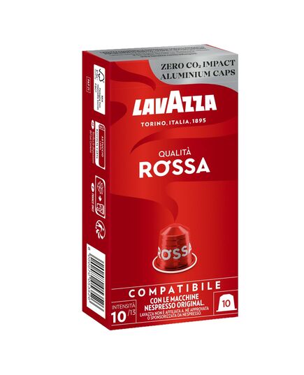 Lavazza Qualità Rossa, Full-bodied and Balanced Espresso, 10 Capsules, Nespresso Compatible Package design may vary