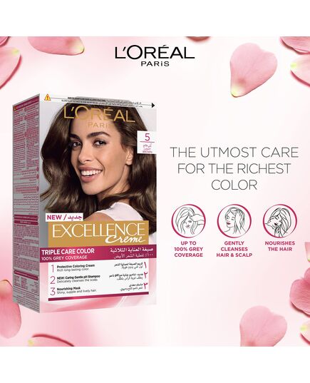 L’Oréal Paris Excellence Crème Permanent Hair Color, 5.0 Light Brown
