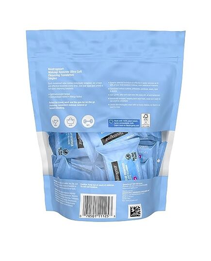 Neutrogena Makeup Remover Cleansing Towelette Singles, Daily Face Wipes To Remove Dirt, Oil, Makeup & Waterproof Mascara, Individually Wrapped, 20 Count