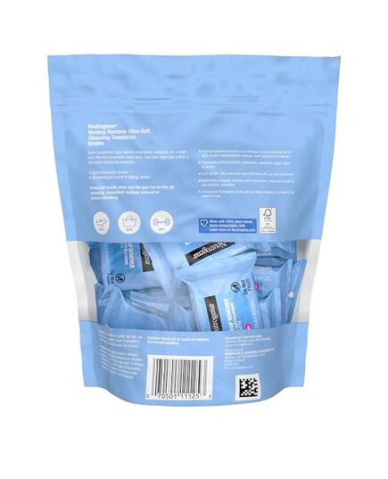 Neutrogena Makeup Remover Cleansing Towelette Singles, Daily Face Wipes To Remove Dirt, Oil, Makeup & Waterproof Mascara, Individually Wrapped, 20 Count