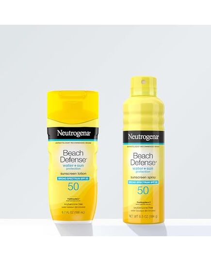 Neutrogena Beach Defense Sunscreen Spray SPF 50, Hawaii Reef Act 104 Compliant, Octinoxate & Oxybenzone Free, Broad Spectrum, Fast Absorbing & Lightweight, Face and Body Sunscreen, 6.5 Oz